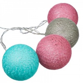 Lichtslinger Bollen Roze-Turquoise-Taupe