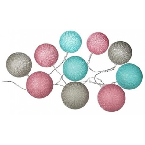 Lichtslinger Bollen Roze-Turquoise-Taupe