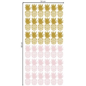 Muurstickers Ananas Goud-Roze 36 st.