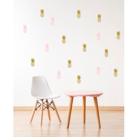 Muurstickers Ananas Goud-Roze 36 st.