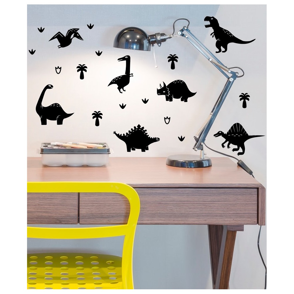 Muurstickers Dinosaurus Zwart 72 st.